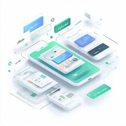 Example layout of RTL-friendly App Store screenshots