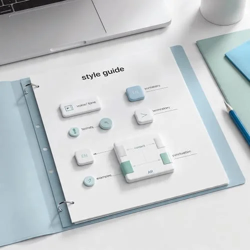 Style guide sections linked to EN and AR content