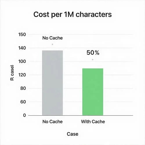 Pricing chart with and without caching